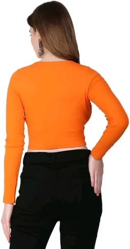 Ribbed deep Neck Crop top - Ecstasy, S