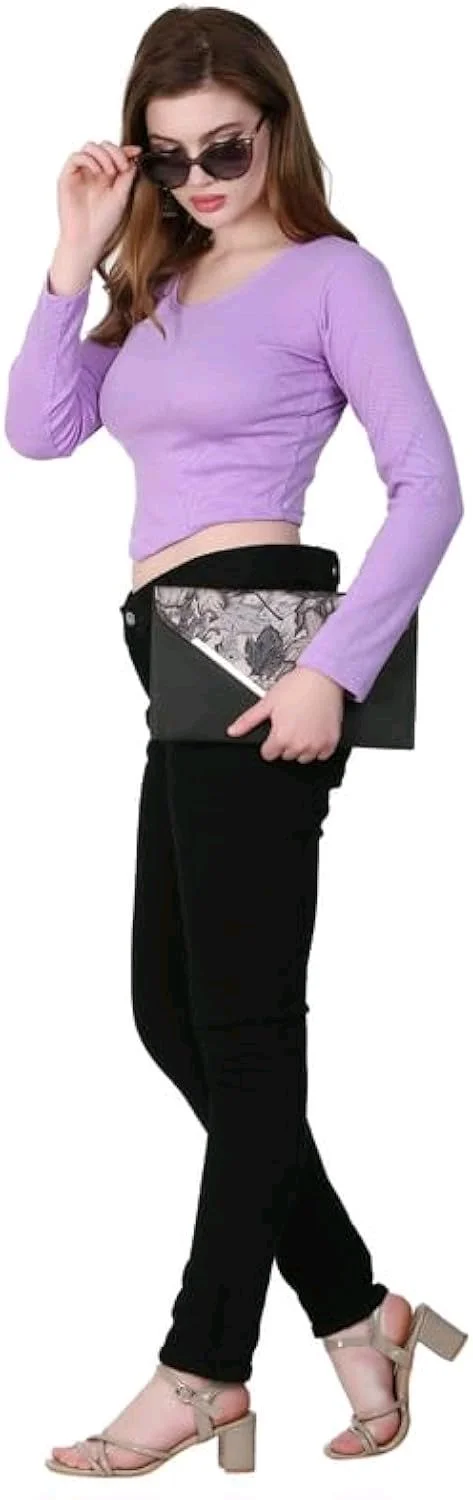Ribbed deep Neck Crop top - Light Wisteria, XL