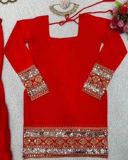 Royal blue sharara suit with dupatta - Guardsman Red, M