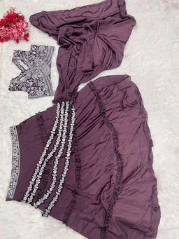 Women's Georgette Semi-Stitched Lehenga Choli Purple Free Size - Salt Box, Free Size