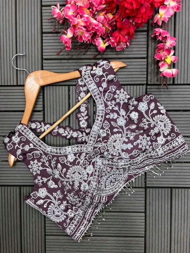 Women's Georgette Semi-Stitched Lehenga Choli Purple Free Size - Salt Box, Free Size