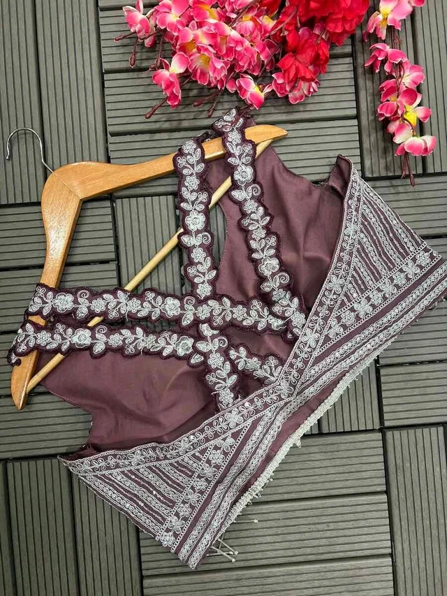 Women's Georgette Semi-Stitched Lehenga Choli Purple Free Size - Salt Box, Free Size