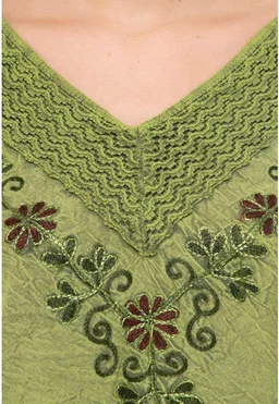 Women's Rayon Green Embroidery - Green Smoke, M