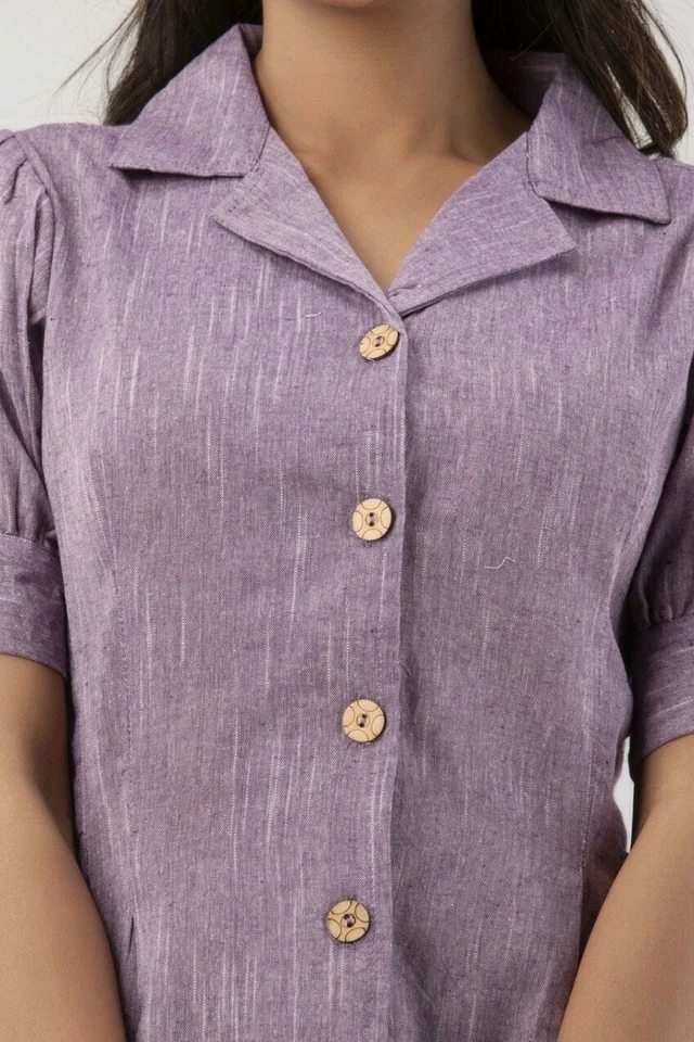 Casual Puff Sleeves Self Design Women Blue Top - Shady Lady, M