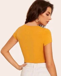 Casual Regular Sleeves Self Design Women Black Top - Fuel Yellow, XL