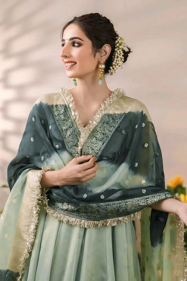 Pista Color Long Gown For Mehendi Rasam - Norway, M