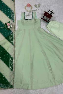 Pista Color Long Gown For Mehendi Rasam - Norway, M