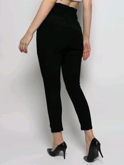 Women Skinny High Rise Black Jeans - Black, 26