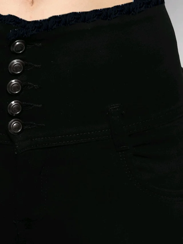 Women Skinny High Rise Black Jeans - Black, 30