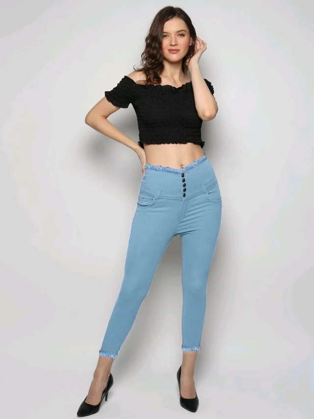 Women Skinny High Rise Black Jeans - Regent St Blue, 32