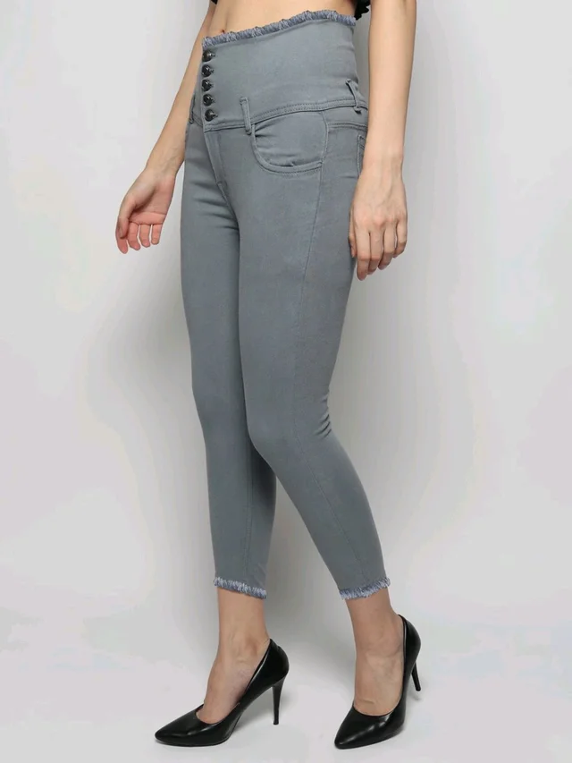 Women Skinny High Rise Black Jeans - Oslo Gray, 32