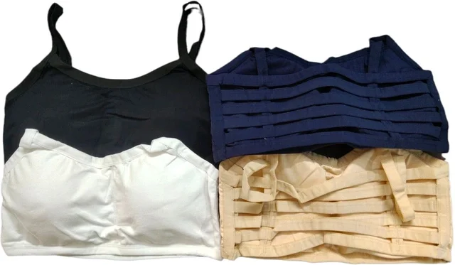 Pack of 4 Women Bralette Lightly Padded Bra (Multicolor) - 32A, Navy Blue