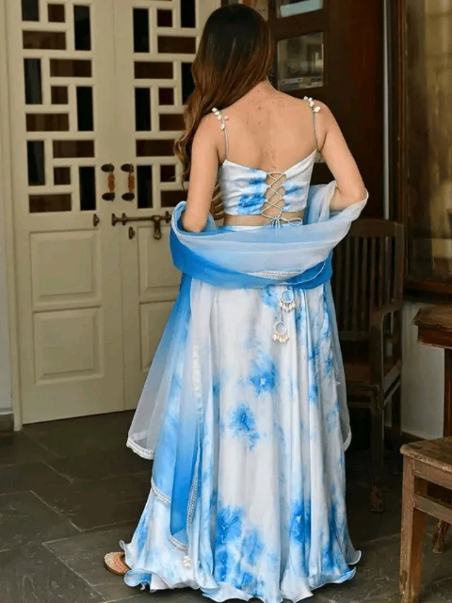 Printed Semi Stitched Lehenga Choli (White) - Free Size, Allports