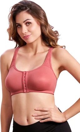 Women Cotton Brushed Lycra Full Coverage No Bounce, Non-Wired, Non-Padded Front Open Magic Bra with Back Support - New York Pink, 38B