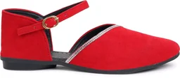 Saba Collection Women Flats Sandal (Black, 7) - Red, 3
