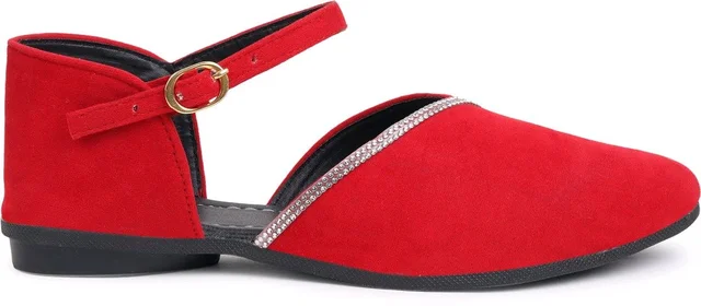 Saba Collection Women Flats Sandal (Black, 7) - Red, 3
