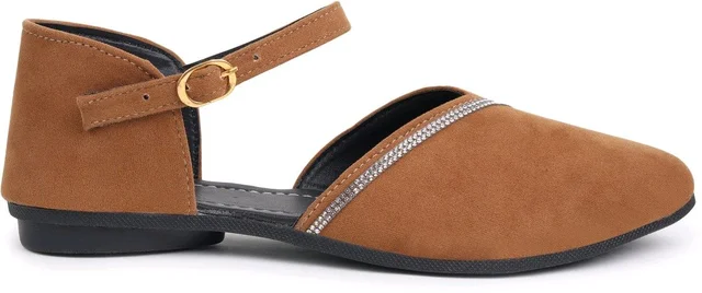 Saba Collection Women Flats Sandal (Black, 7) - Antique Brass, 7