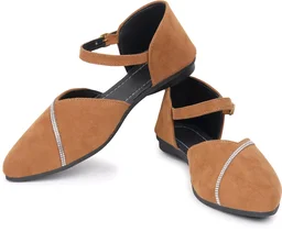 Saba Collection Women Flats Sandal (Black, 7) - Antique Brass, 8