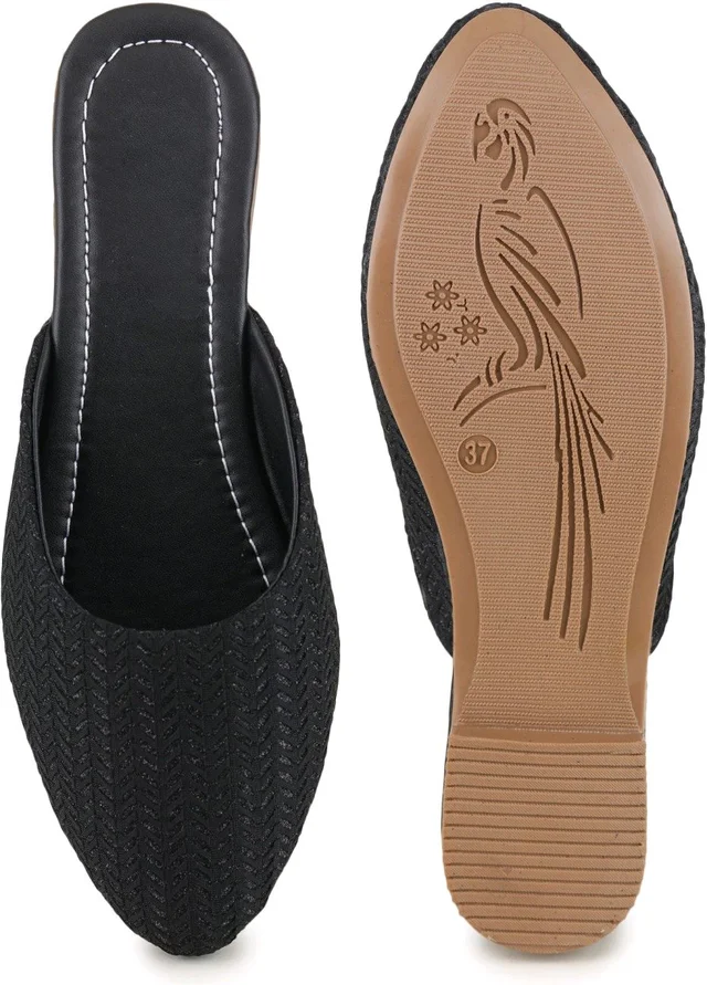 Muzem Women Flats Sandal (Pink, 5) - Black, 4