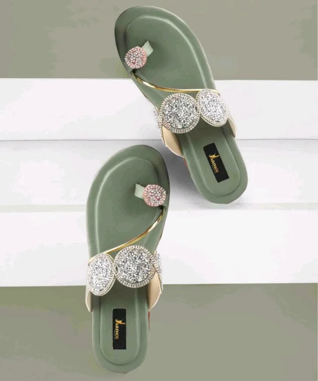 Bootify Women Flats Sandal (Grey, 7) - Camouflage Green, 4