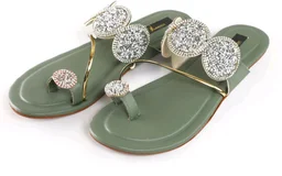 Bootify Women Flats Sandal (Grey, 7) - Camouflage Green, 4