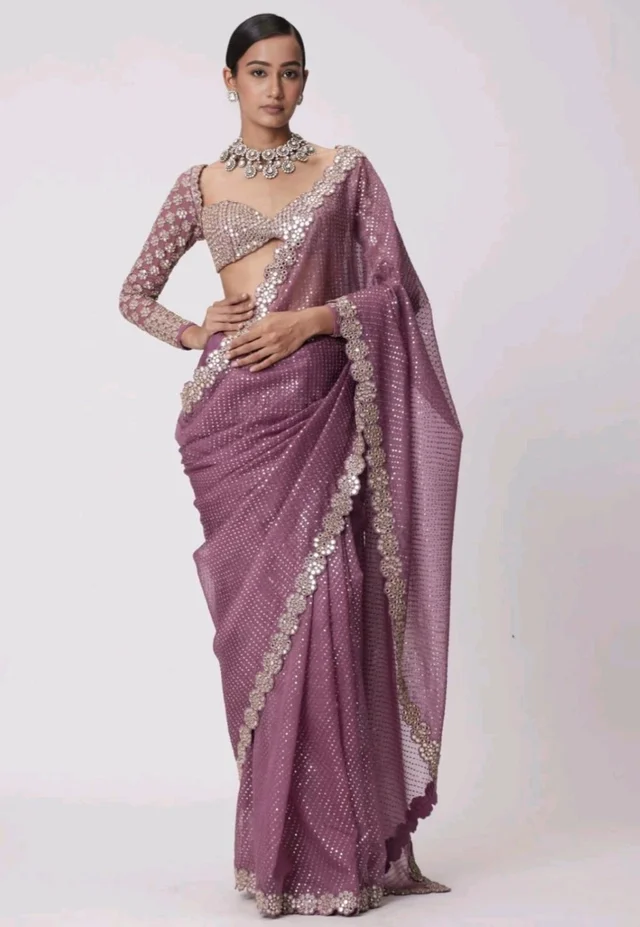 Purple Lehenga And Dupatta Organza Embroidery Mirror Butti Work Bridal Set - Strikemaster, Free Size
