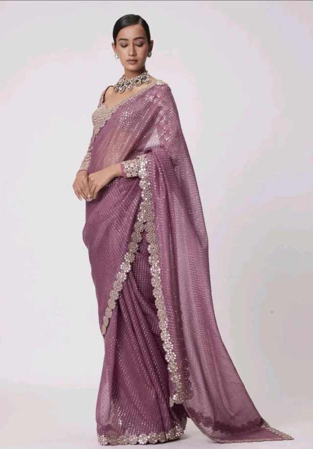 Purple Lehenga And Dupatta Organza Embroidery Mirror Butti Work Bridal Set - Strikemaster, Free Size