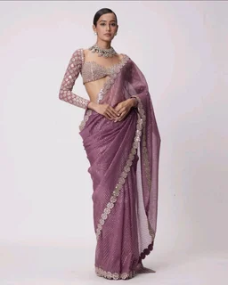 Purple Lehenga And Dupatta Organza Embroidery Mirror Butti Work Bridal Set - Strikemaster, Free Size