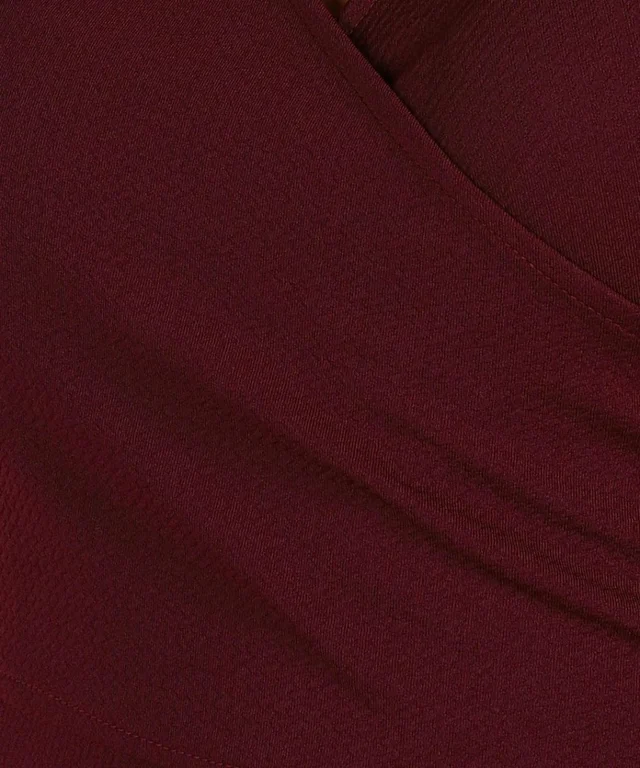 Casual Regular Sleeves Solid Women Black Top - maroon, XL