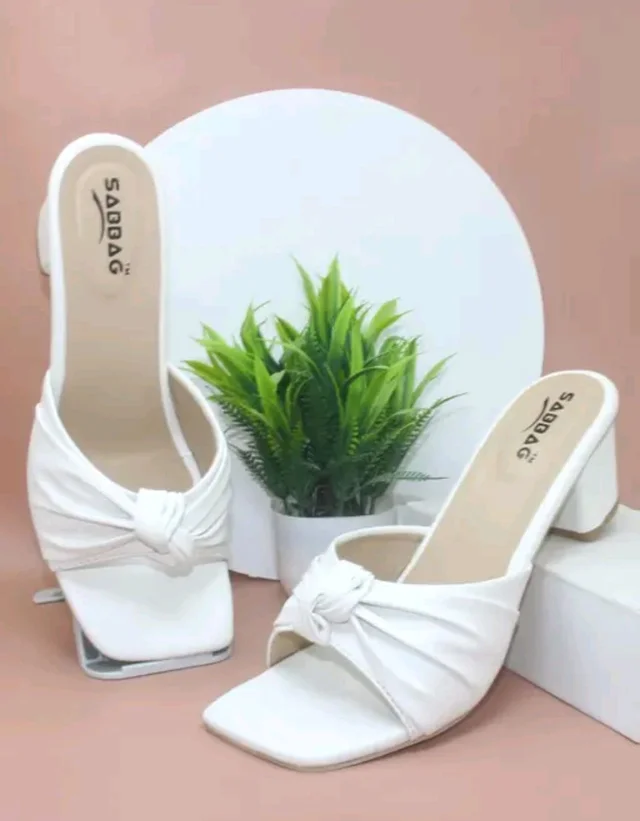 Block Heel Slipper For Women And Girl - White, 5