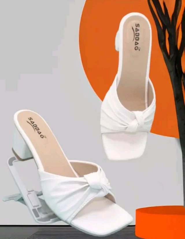 Block Heel Slipper For Women And Girl - White, 6