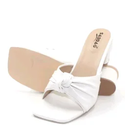 Block Heel Slipper For Women And Girl - White, 7