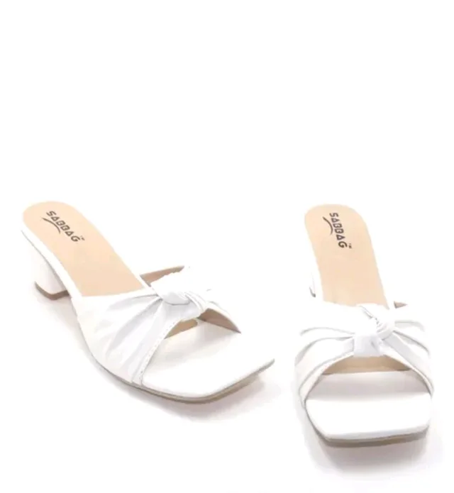 Block Heel Slipper For Women And Girl - White, 8