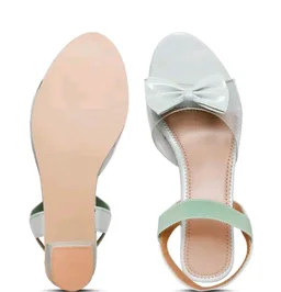 Trendz Walk Fancy & Stylish Transparent Block Heel Sandal Upper Bow Design 2 inch Heel Snadal - Summer Green, 4