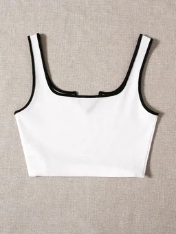 Women's Casual Notch Neck Ribbed Knit Slim Fit Crop Tank Top
- White, M