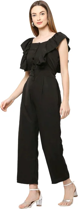 Solid women jumpsuit. - Black, L