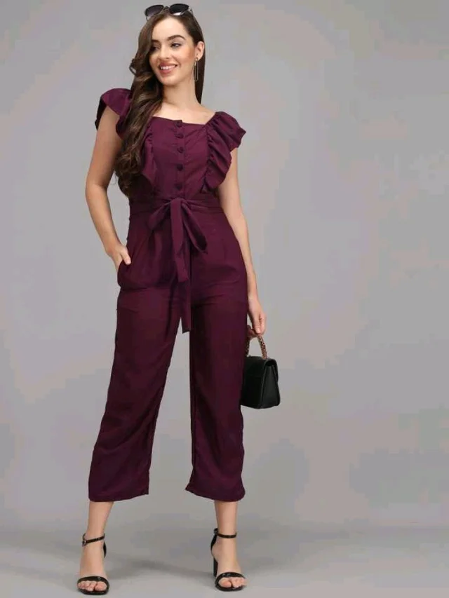 Solid women jumpsuit. - Tawny Port, L