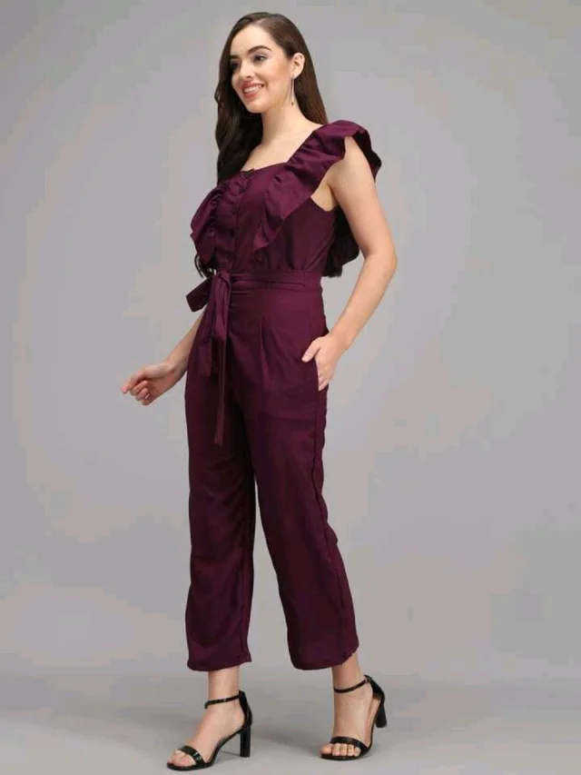 Solid women jumpsuit. - Tawny Port, L