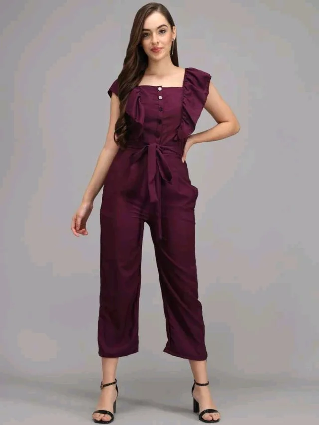 Solid women jumpsuit. - Tawny Port, L