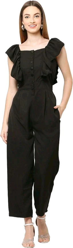 Solid women jumpsuit. - Black, M
