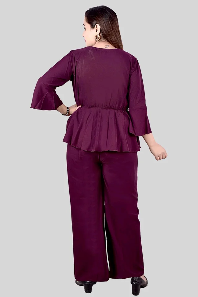 Women Crepe Crop Top Palazzo Set - Finn, S