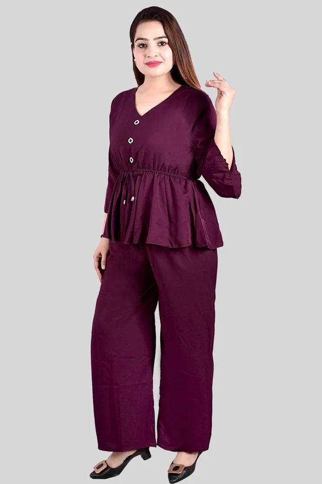 Women Crepe Crop Top Palazzo Set - Finn, XL