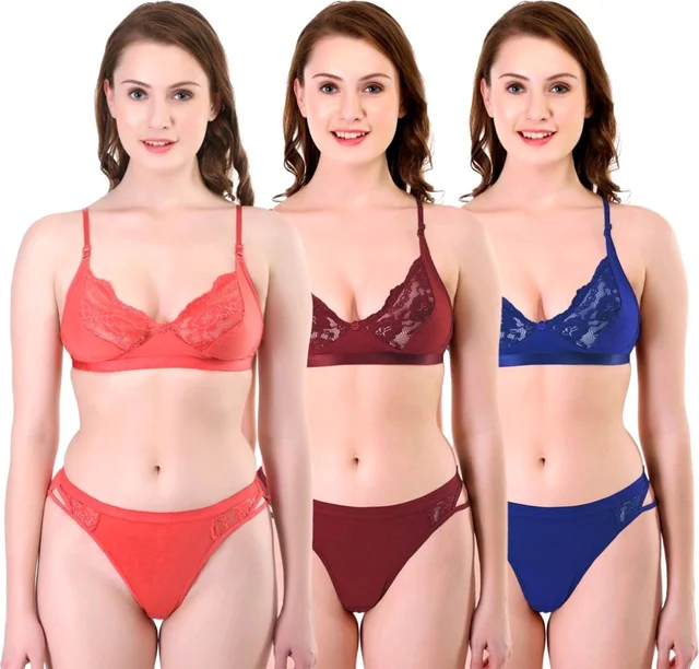 Bra & Panty Set Self Design Multicolor Lingerie Set
- 38B