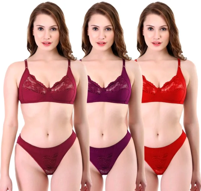 Bra & Panty Set Self Design Multicolor Lingerie Set - 34B