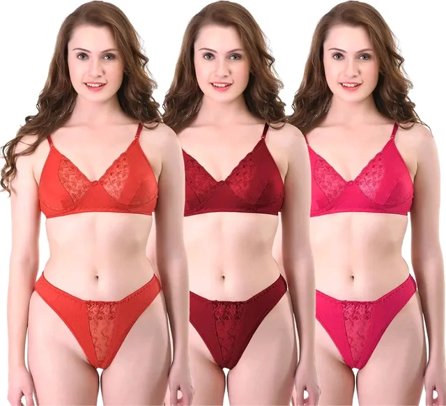Bra & Panty Set Self Design Multicolor Lingerie Set - 34B