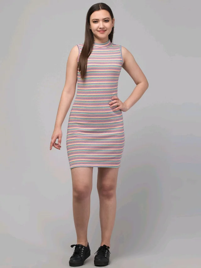 Women Bodycon Black, Red, White Dress
- Multicolor, S