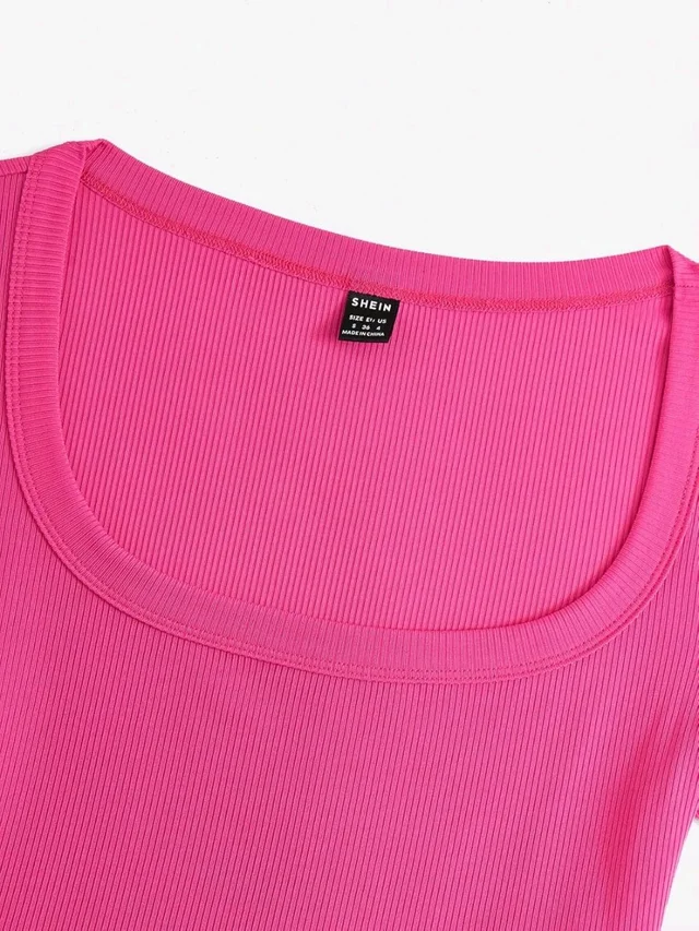 Women's Tops Sexy Tops for Women Shirts Women's Scoop Neck Crop Tee Women's Dress(Hot Pink,X-Small) - French Rose, M