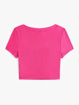 Women's Tops Sexy Tops for Women Shirts Women's Scoop Neck Crop Tee Women's Dress(Hot Pink,X-Small) - French Rose, XXL