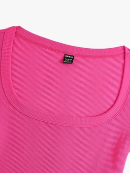 Women's Tops Sexy Tops for Women Shirts Women's Scoop Neck Crop Tee Women's Dress(Hot Pink,X-Small) - French Rose, XXL