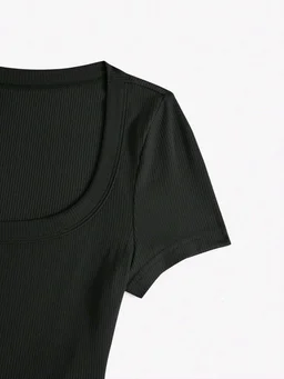 Women's Tops Sexy Tops for Women Shirts Women's Scoop Neck Crop Tee Women's Dress(Hot Pink,X-Small) - Black, L